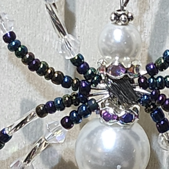 Silver and Black Spider Earrings - Picture 5 of 6